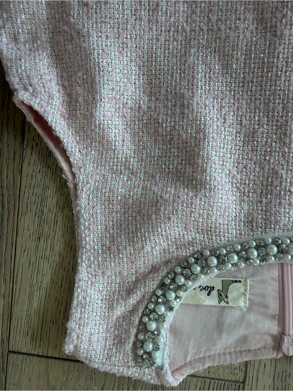doe a dear Sleeveless Tweed Tulle Dress Pink Size 6 - Picture 3 of 4